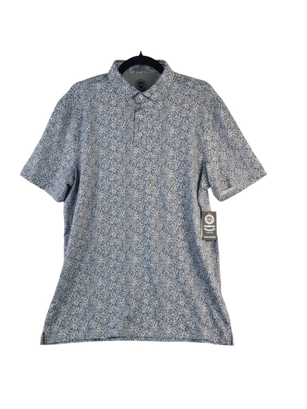NEW Flag & Anthem Madeflex Men's Polo Shirt White/Navy Floral Print Size M